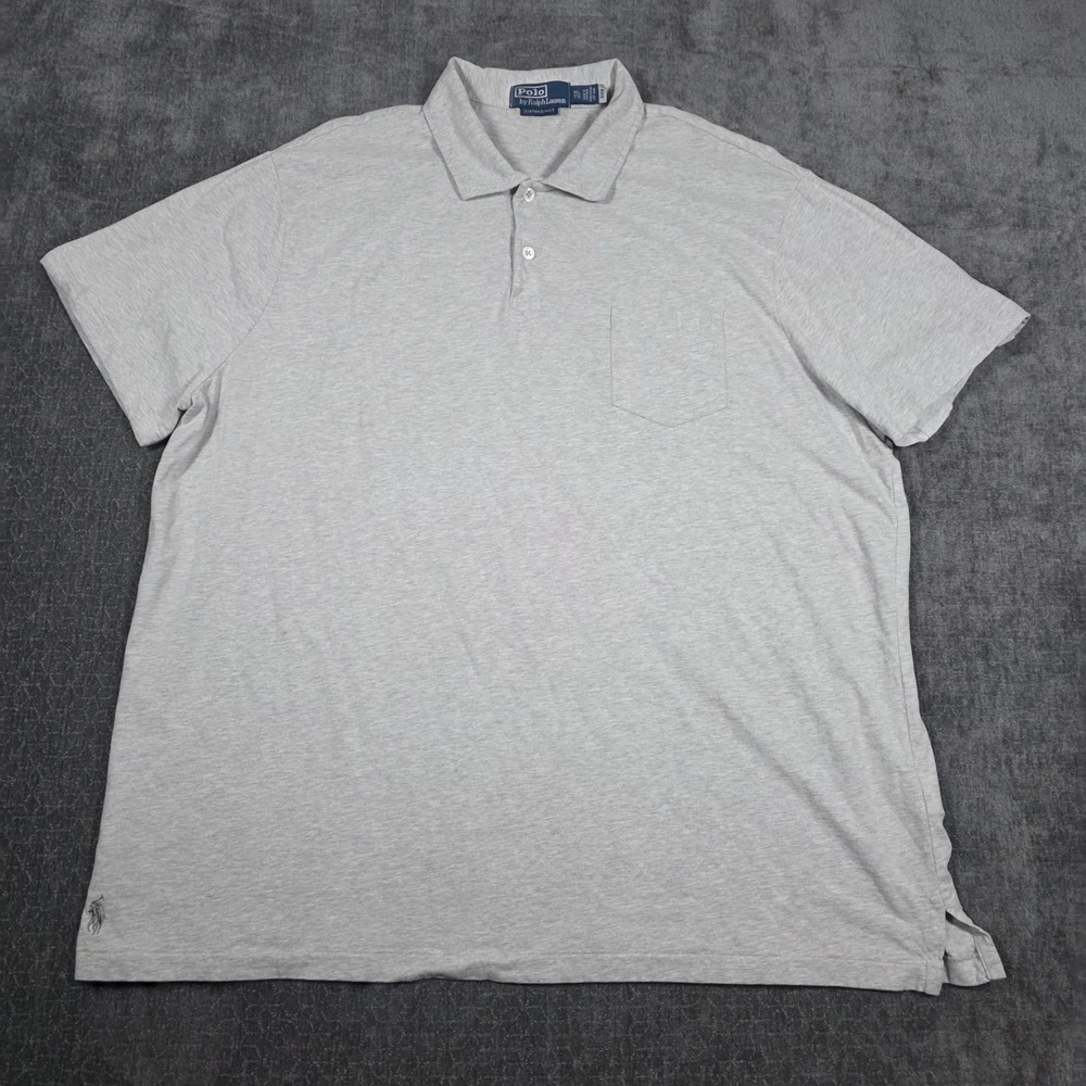 Polo Ralph Lauren Mens XXL 2XL Gray Custom Slim Fit Pocket Shirt Pima Cotton